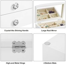 3-Tier Wooden Jewelry Case Jewelry Organizer with Large Mirror