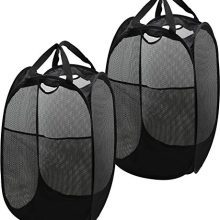 Mesh Pop-Up Laundry Hamper Basket with Side Pocket