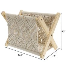 Hedume Woven Magazine Rack, Bohemian Magazine Storage Holder Basket