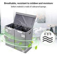 Effortless Laundry Sorting and Storage with Smart Elf Double Laundry Hamper in Linen Grey