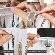 Wall Mounted Acrylic Mirror Jewelry Organizer – 3-Piece Set with 28 Hooks, Bracelet Rod, and Necklace Holder for Efficient Jewelry Storage