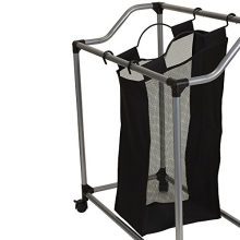 Triple Laundry Sorter on Wheels - Black and Grey