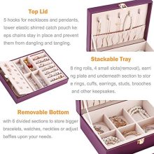 Elegant Jewelry Box Organizer for Ladies – 2-Layer PU Leather Case for Necklaces, Rings, & Bracelets