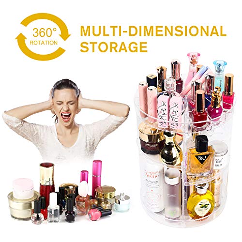360 Degree Spinning Makeup Organizer, sanipoe Adjustable Makeup Carousel