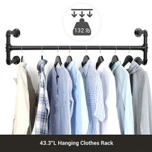 Wall-Mounted Clothes Rack Industrial Pipe Clothes Hanging Bar