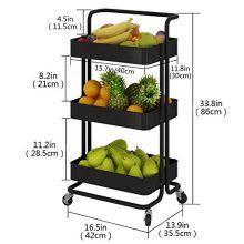 YANXUS 3-Tier Rolling Utility Cart with Handle Makeup Cart