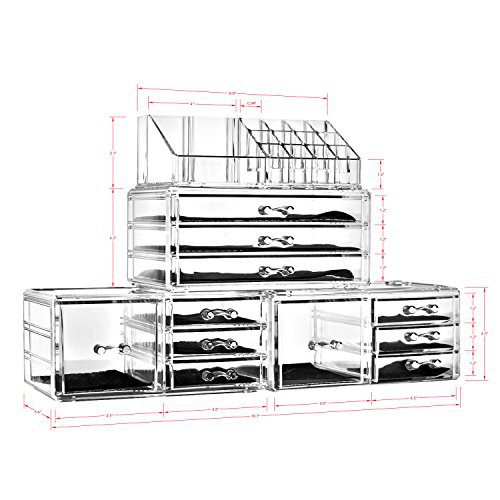 Felicite Home Acrylic Jewelry and Cosmetic Storage Boxes Makeup Organizer Set