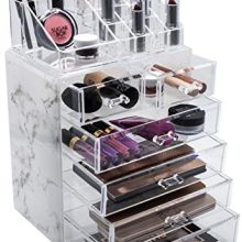 Marble Cosmetic Makeup and Jewelry Storage Case Display