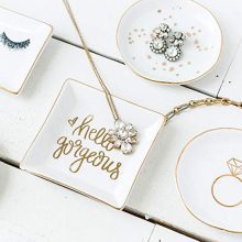 White Gold Speckled Jewelry Dish | Ceramic Circle