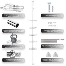 ALLZONE Tension Shower Standing Caddy Corner, Rustproof Stainless Steel
