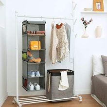 Hanging Shelves with 6 Side Pockets for Clothes Storage