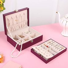Elegant Jewelry Box Organizer for Ladies – 2-Layer PU Leather Case for Necklaces, Rings, & Bracelets
