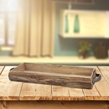 Stonebriar Rectangle Natural Wood Bark Serving Tray with Metal Handles