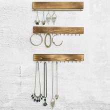 MyGift 3-Piece Wall-Mounted Rustic Wood & Gold Tone
