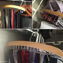 Ohuhu Tie Rack, Wooden Tie Organizer, 24 Tie Hanger Hook Storage Rack