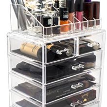 Cosmetic Makeup and Jewelry Storage Case Display for Bathroom, Dresser