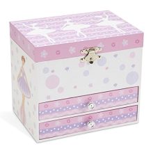 Jewelkeeper White and Purple Ballerina Musical Jewelry Box