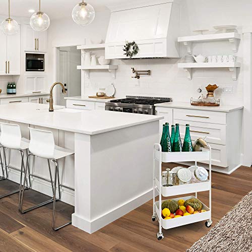 CAXXA 3-Tier Rolling Metal Storage Organizer - Mobile Utility Cart