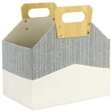 Chic Tweed Fabric Magazine Rack Storage Basket