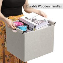 HOONEX Large Foldable Cube Storage Bins, Linen Fabric