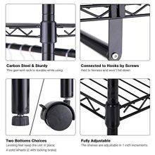 JS HOME Heavy Duty Garment Rack, Free-Standing Rolling