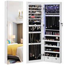 SONGMICS 47.2" H Full Screen Mirrored Jewelry Cabinet Armoire