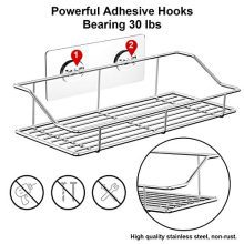 4-Pack Adhesive Shower Caddies – No Drilling, Stainless Steel Wall-Mounted Storage Organizers