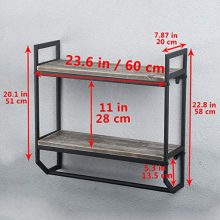 Industrial 2-Tier Wall Mounted Bathroom Shelves with Towel Bar – Black Brush Silver
