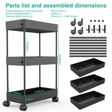 AOJIA Slim Storage Cart, 3 Tier Bathroom Organizers Slide Out Storage