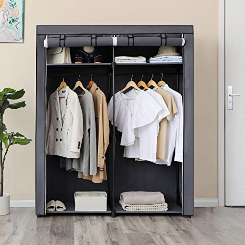 Closet Storage Organizer Portable Wardrobe with Hanging Rods