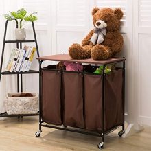 3-Bag Heavy-Duty Rolling Laundry Cart with Ironing Board - Organize and Simplify Your Laundry Routine with Style