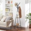 Declutter Your Space – Industrial Coat Rack Stand with Storage Cabinets in Rustic Brown