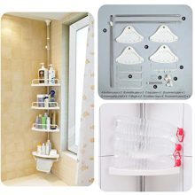 BAOYOUNI 4 Tier Bathroom Corner Shower Caddy Tension Pole