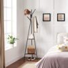 Declutter Your Space – Industrial Coat Rack Stand with Storage Cabinets in Rustic Brown