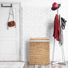 Handwoven Water Hyacinth Laundry Hamper – Portable, Lidded, Removable Liner