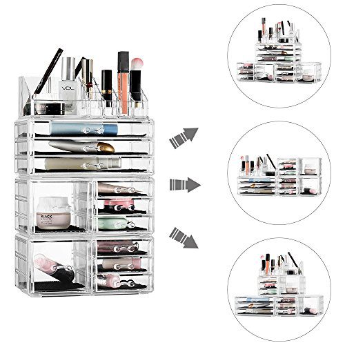 Felicite Home Acrylic Jewelry and Cosmetic Storage Boxes Makeup Organizer Set