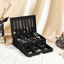 SONGMICS 2-Tier Jewelry Box with Drawer, Key
