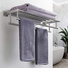 Durable Bathroom Towel Rack with Double Towel Bar – Rustproof Stainless Steel Wall Mount Shelf
