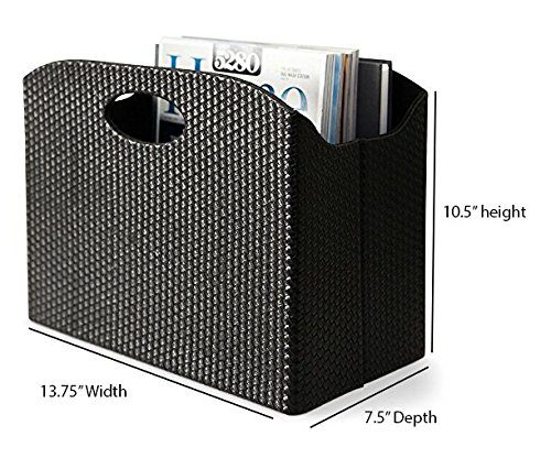 Blu Monaco - Quality Leather Magazine Holder - Basket with Handles