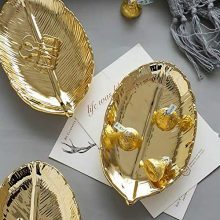 lemonadeus Small Golden Leaf Tray Ceramic Decorative