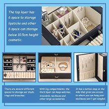 01 Jewelry Box, 3 Layers Jewelry Organizer with Mirror