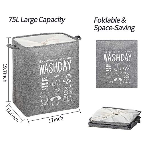 Collapsible Basket for Odorless Dirty Clothes Storage, Waterproof Cotton Linen with Handles for Easy Transport - Ideal for Bathroom, Bedroom, and Laundry Room