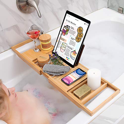 Bamboo Bathtub Tray - Perfect Expandable Bathtub Caddy