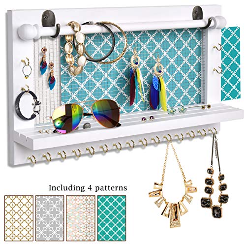White Wall-Mounted Mesh Jewelry Organizer