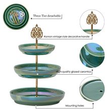 HAWOO Ceramic Vanity Tray,Ring Dish 3-Tirer Jewelry Dish