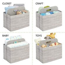 mDesign Rectangle Two Bin Tote Organizer with Integrated Handle for Magazines