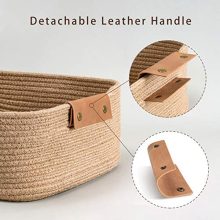 CHICVITA Rectangle Jute Rope Woven Basket with Handles for Books