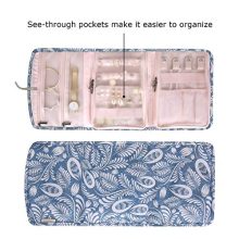 Foldable Floral Jewelry Roll Organizer Case