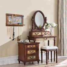 ASHLEYRIVER Wall Mounted Rustic Wood Jewelry Organizer