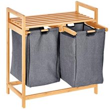 Bamboo Laundry Hamper with Dual Compartments